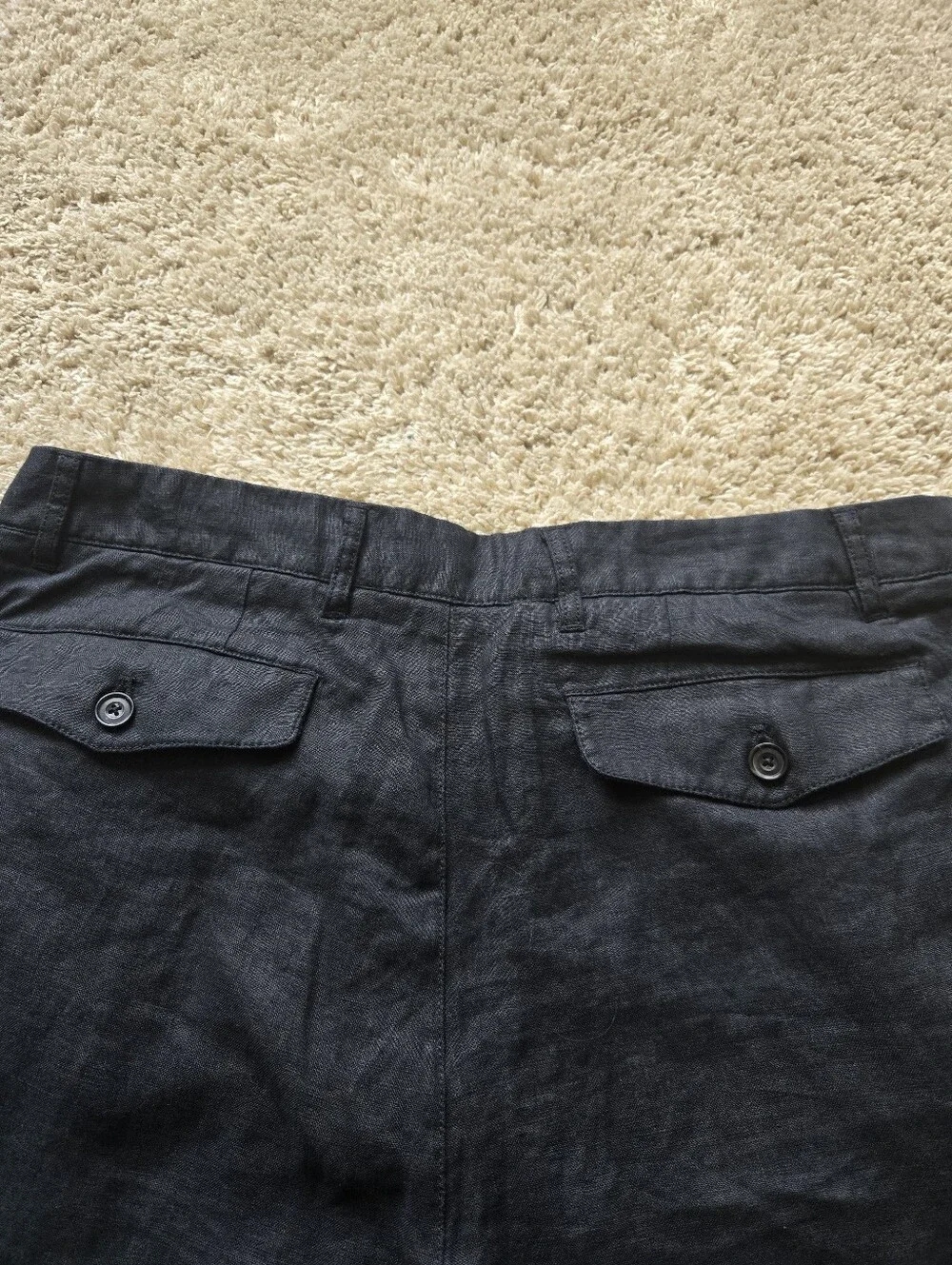 Quince European Linen Trousers Mens 34×30 Black Straight